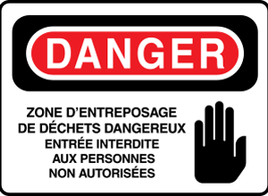 Danger Zone d'entreposage de déchets dangereux