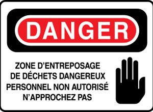 Danger Zone d'entreposage de déchets dangereux